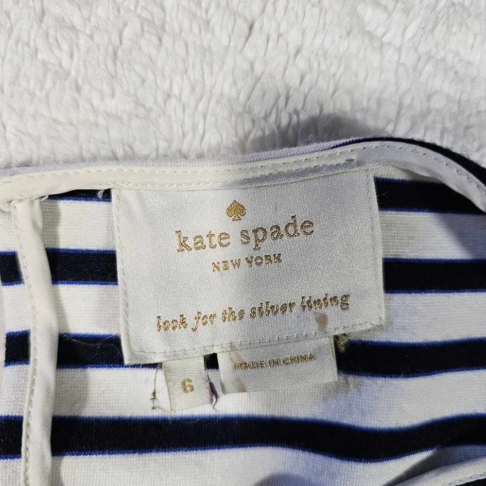 Kate Spade Navy and White Midi Dress Size 6